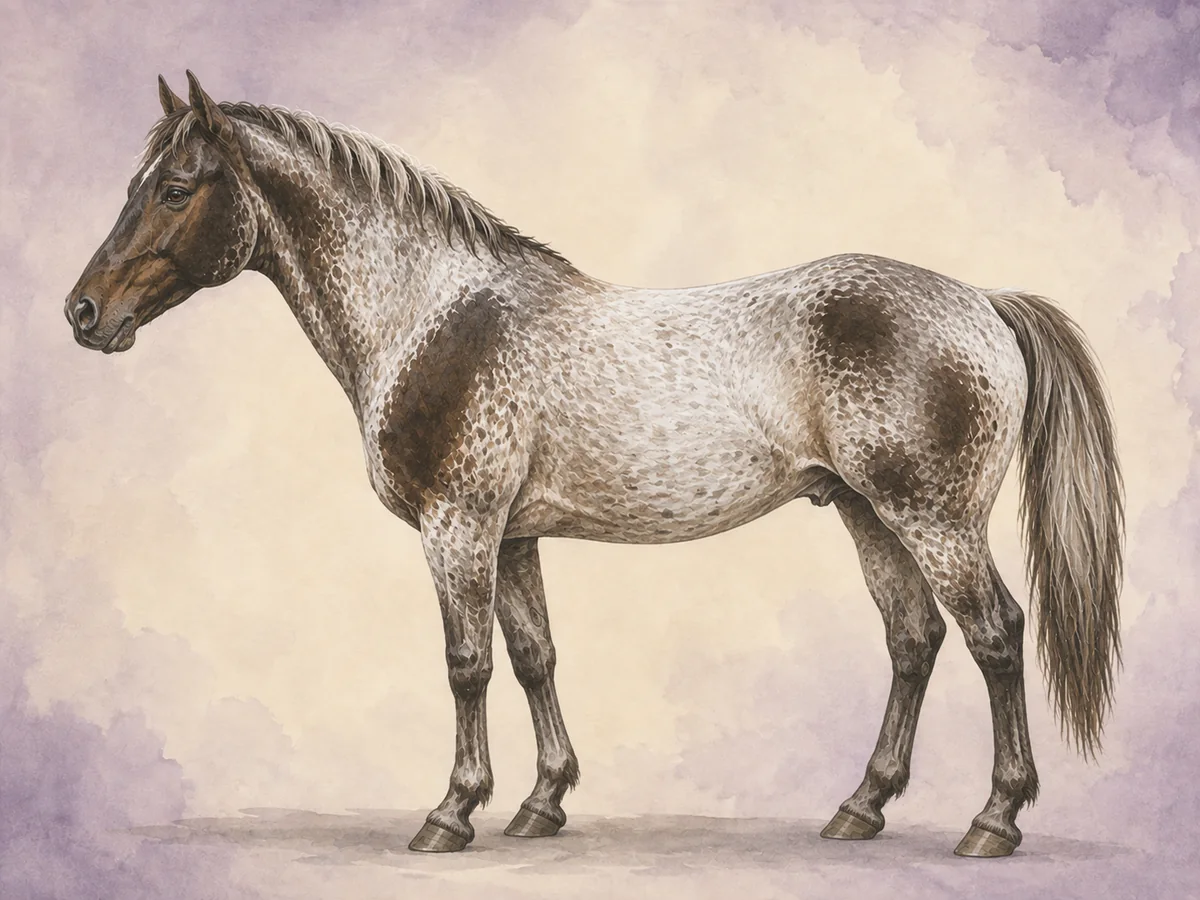 Varnish roan: En appaloosaform av roaning med morke varnish marks pa benpunktene.