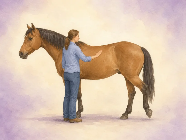 Yielding the hindquarters: From the ground, ask the hindquarters to step sideways, away from a light aid towards the flank.