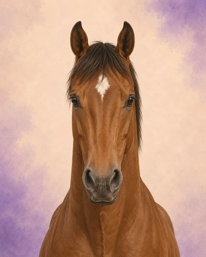 Portrett forfra av Australian Stock Horse som viser rasens karakteristiske hode og hals.