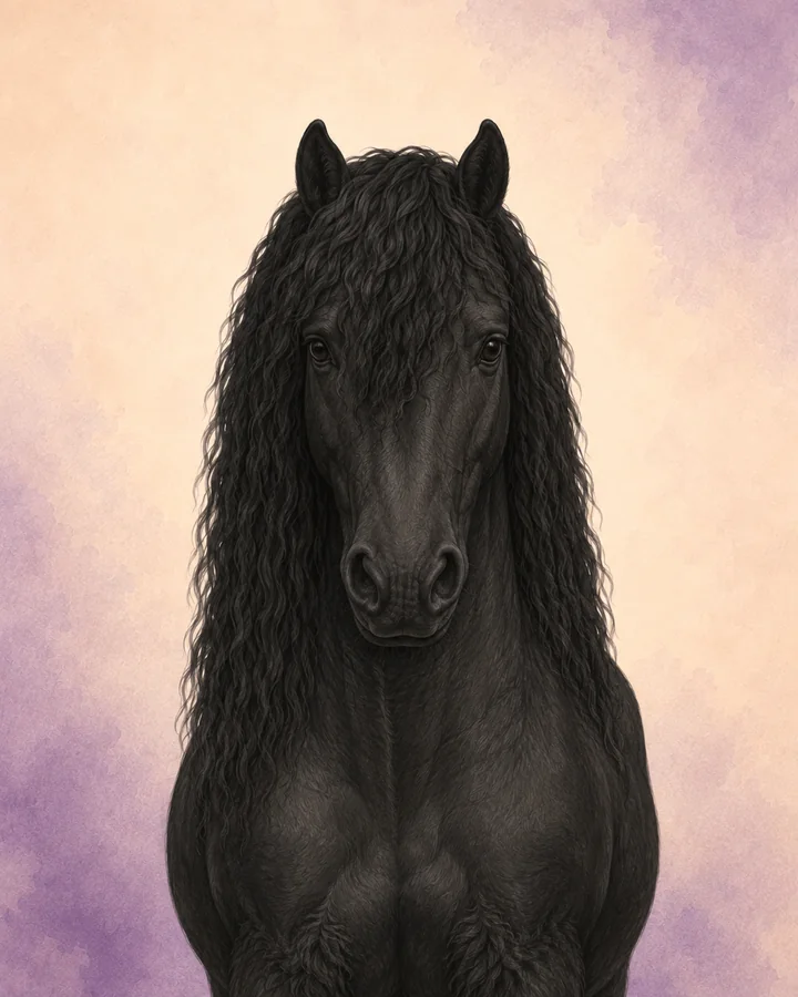 Porträtt framifrån av Dales Pony som visar rasens karakteristiska huvud och hals.