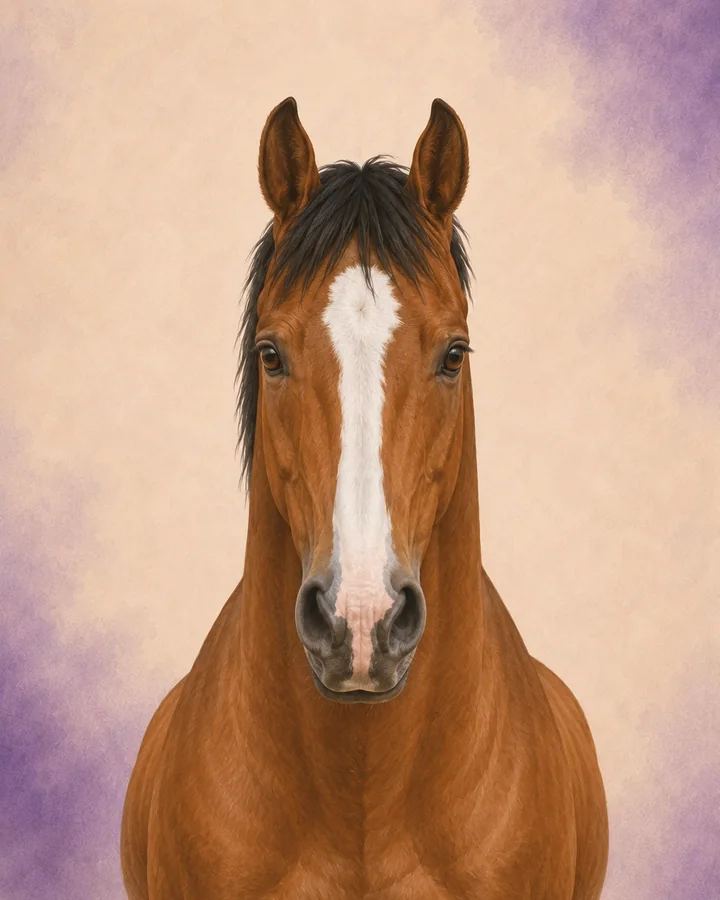 Portrett forfra av Irish Sport Horse som viser rasens karakteristiske hode og hals.