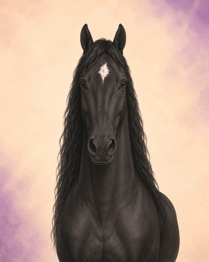 Porträtt framifrån av Tennessee Walking Horse som visar rasens karakteristiska huvud och hals.
