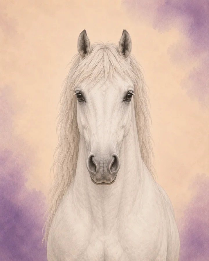 Portrett forfra av Welsh pony som viser rasens karakteristiske hode og hals.
