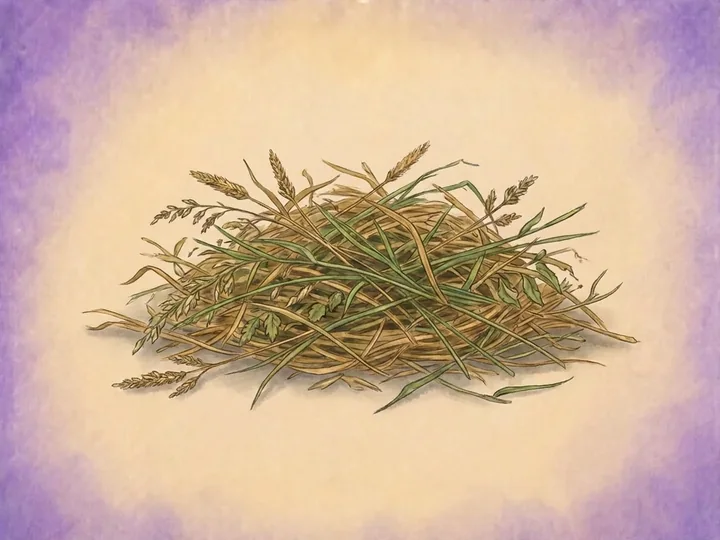Fourrage grossier: Le fourrage grossier tel que l'herbe, le foin et l'enrubannage est la base de toute ration équine. Les chevaux sont des brouteurs qui ingerent de petites quantités de nourriture riche en fibres tout au long de la journée.